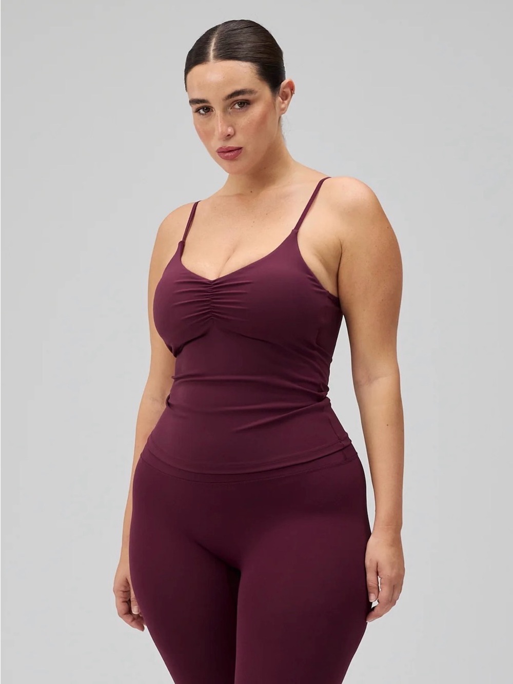 NEW Exercere Scrunch Tank Top Deep Plum Medium Activewear